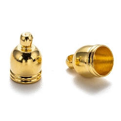 Golden Brass Cord Ends, Golden Color, about 7mm wide, 10mm long, hole: 1.5mm, 5.5mm inner diameter