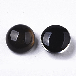 Black Translucent Glass Cabochons, Changing Color Mood Cabochons, Half Round/Dome, Black, 12.5x7mm