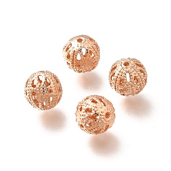 Розовое Золото Латунные бусины, долговечный, без кадмия и без свинца, круглые, розовое золото , 8 мм, отверстие : 1.1 мм
