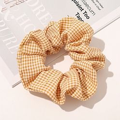 Wheat Tartan Pattern Cloth Elastic Hair Ties, Scrunchie/Scrunchy Hair Ties for Girls or Women, Wheat, 50x110mm
