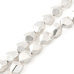 с Покрытием Серебра Стеклянные бусины с гальваническим покрытием , самородки, полное покрытие, граненые, со серебряным покрытием, 12x10x7 мм, отверстие : 1 мм, около 37 шт / нитка, 17.44'' (44.3 см)