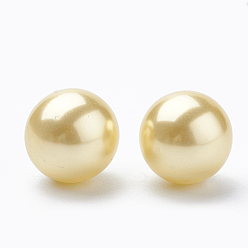 Champagne Yellow Eco-Friendly Plastic Imitation Pearl Beads, High Luster, Grade A, Round, Champagne Yellow, 40mm, Hole: 3.8mm