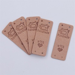 Rosy Brown Microfiber Label Tags, with Holes & Word handmade With LOVE, for DIY Jeans, Bags, Shoes, Hat Accessories, Rectangle, Rosy Brown, 20x50mm