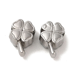 Stainless Steel Color Non-Tarnish 304 Stainless Steel Beads, Clover, Stainless Steel Color, 11x7.5x6mm, Hole: 2.4mm