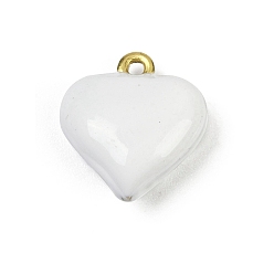 Белый Латунь эмаль прелести, реальный 18 k позолоченный, шарма сердца, белые, 13x12x6 мм, отверстие : 1.2 мм