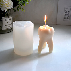 White Tooth DIY Candle Food Grade Silicone Molds, for Scented Candle Making, Halloween Theme, White, 7x11cm