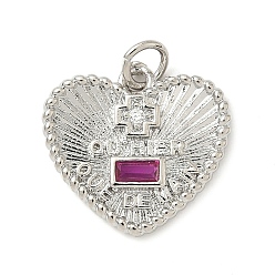 Платина Латунные микро проложить кубического циркония подвески, сердце прелести, долговечный, без кадмия и без свинца, стойки покрытие, с целью перехода в кольце, платина, 16x17x2 мм, отверстие : 3.6 мм