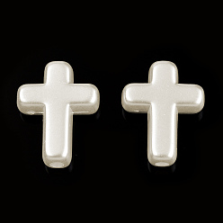 Creamy White ABS Plastic Imitation Pearl Beads, Cross, Creamy White, 15.5x12x4.5mm, Hole: 2mm