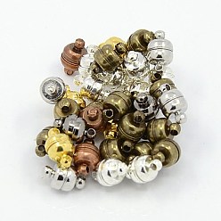 Mixed Color Brass Magnetic Clasps with Loops, Oval, Mixed Color, 11x7mm, Hole: 1.5mm