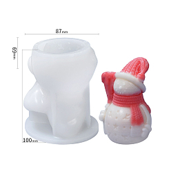 White Christmas Snowman DIY Candle Silicone Molds, Resin Casting Molds, For UV Resin, Epoxy Resin Jewelry Making, White, 69x87x100mm