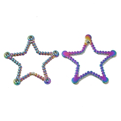 Rainbow Color Ion Plating(IP) 304 Stainless Steel Linking Ring Rhinestone Settings, Star, Rainbow Color, Fit for 1.5mm Rhinestone, 23.5x25x1.5mm