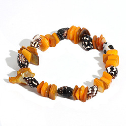 Yellow 1 Colorful Ethnic Style Handmade Stone and Shell Bracelet for Men and Women