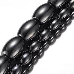Original Color Magnetic Synthetic Hematite Bead Strands, Grade A, Rice, Original Color, 7x4mm, Hole: 1mm, about 57pcs/strand, 15.7 inch(40cm)
