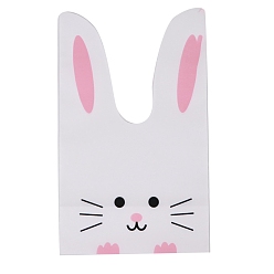 Cat Shape Plastic Long Ear Cookie Bags, Candy Gift Bags, for Party Gift Supplies, Cat Pattern, 17x10cm, 50pcs/set