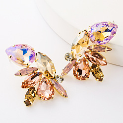 Lt.Col.Topaz Sparkling Alloy Rhinestone Ear Studs for Women, Bold and Fashionable Jewelry Accessory, Lt.Col.Topaz