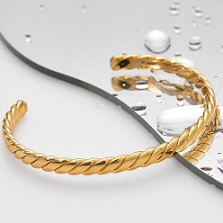 Золотой Латунь манжеты браслеты, Браслеты из витой веревки для женщин, внутренний диаметр: 2-3/8 дюйм (6 см) ~ 3-1/8 дюйм (8 см)