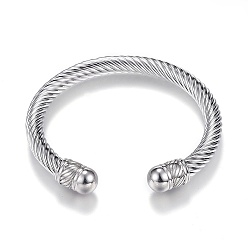 Stainless Steel Color 304 Stainless Steel Torque Cuff Bangles, Stainless Steel Color, 1-7/8 inchx2-3/8 inch(49x59mm)