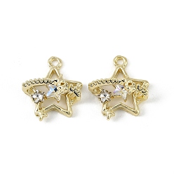 Золотой Сплав микро проложить цирконий подвески, долговечный, стойки покрытие, Звездные подвески Рамадан и Ид Мубарак, прозрачные, золотые, 19.5x165x7.5 мм, отверстие : 1.8 мм
