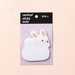 Rabbit Cartoon Animal Memo Pad Sticky Notes, Sticker Tabs, for Office School Reading, Rabbit, 70~85mm, 30 sheets/book