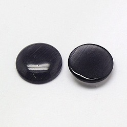 Black Cat Eye Cabochons, Half Round, Black, 10x3.5~3.8mm