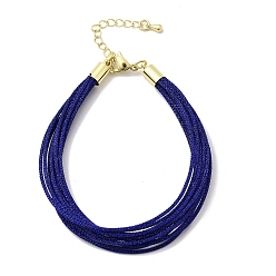Темно-Синий Женские полиэстеровые браслеты, многожильных браслеты, золотые, темно-синий, 7.24 дюйм (18.4 см)