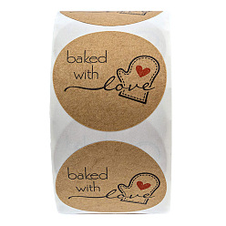 Sienna Paper Sticker, for Spot Baking, Christmas Baking Packaging Sealing Decorative Sticker, Round, Sienna, 25mm