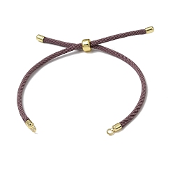 Rosy Brown 3MM Adjustable Round Nylon Braided Cord Bracelet Making, with Golden Brass Findings, Fit for Connector Charms, Rosy Brown, 8.66 inch(22cm), Hole: 1.5mm