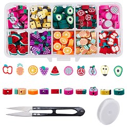 Mixed Color SUNNYCLUE 200Pcs 10 Style Handmade Polymer Clay Beads, Mixed Color, 20pcs/style