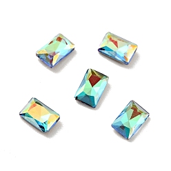 Sphinx K9 Glass Rhinestone Cabochons, Flat Back & Back Plated, Faceted, Rectangle, Sphinx, 6x4x2mm