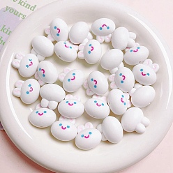 White Plastic Beads, Rabbit, White, 20mm, Hole: 2mm