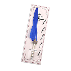 Royal Blue Leaf Alloy Signature Pen, Feather Pen, Quill Pen, for Calligraphy Pen, Royal Blue, 25~30cm
