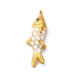 Белый 304 нержавеющей стальной эмали подвески, ионное покрытие (ip), реальный 14 k позолоченный, рыба чатм, белые, 36.5x12x7 мм, отверстие : 2 мм