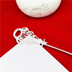 Silver Alloy Hair Stick Findings, Long-Lasting Plated, Silver, 178mm, Tray: 6x4mm and 14x10mm