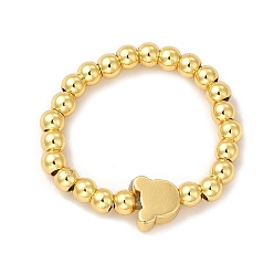 Медведь Круглые кольца из латуни и бисера из сплава для женщин, без свинца и без кадмия, долговечное покрытие из настоящего золота 18 k, Медведь Pattern, 3 мм, внутренний диаметр: 20 мм, Медведь: 6x5x3 мм