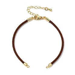 Сиена 2мм витой круглый нейлоновый шнур для изготовления браслета, подходит для соединительных шармов, с латунными выводами и 303 застежками из лобстера из нержавеющей стали, реальный 18 k позолоченный, цвет охры, 6.22 дюйм (15.8 см)