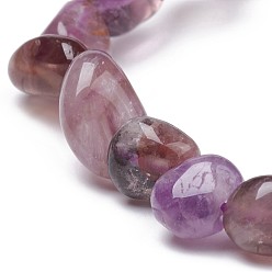 Auralite Natural Auralite Stretch Beaded Bracelets, Tumbled Stone, Nuggets, 2 inch~2-1/8 inch(5~5.4cm), Beads: 5~9.5x5~7x4~7mm