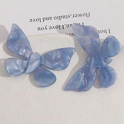 Cornflower Blue Cellulose Acetate(Resin) Cabochons, Gradient Color Butterfly, Cornflower Blue, 34x46mm