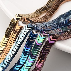 Mixed Color Electroplate Non-magnetic Synthetic Hematite Bead Strands, Arrowhead, Mixed Color, 4x6x3mm, Hole: 1mm, about 206pcs/strand, 15.7 inch