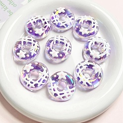 Medium Orchid Transparent Plastic Beads, Donut, Medium Orchid, 30x12mm, Hole: 3mm