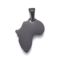Gunmetal 304 Stainless Steel Pendants, Map Shape, Gunmetal, 18x14x1mm, Hole: 3x4mm
