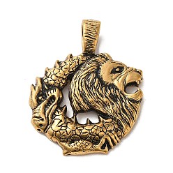 Oro Antiguo 304 colgantes de acero inoxidable, encanto de león, oro antiguo, 47x37x5 mm, agujero: 10x5.5 mm