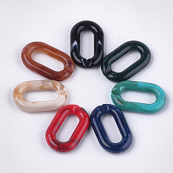 Mixed Color Acrylic Linking Rings, Quick Link Connectors, For Jewelry Chains Making, Imitation Gemstone Style, Oval, Mixed Color, 31.5x19.5x5.5mm, Inner Measure: 19.5x7.5mm