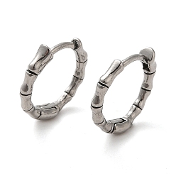 Stainless Steel Color 316 Surgical Stainless Steel Hoop Earrings, Bamboo, Stainless Steel Color, 13x2mm