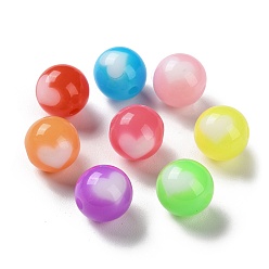 Mixed Color Two Tone Opaque Acrylic Beads, Round, Mixed Color, 12mm, Hole: 2mm, about 333pcs/500g