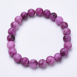 Natural Gemstone Dyed & Natural Gemstone Beaded Stretch Bracelets, Round, 1-3/4 inch~2-1/8 inch(48~54mm)