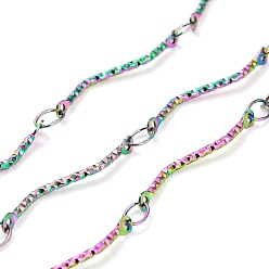 Rainbow Color Ионное покрытие (ip) 304 цепи с изогнутыми звеньями из нержавеющей стали, пайки, с катушкой, Радуга цветов, 20x2x2.5 мм, 3.5x0.3 мм, около 32.81 футов (10 м) / рулон
