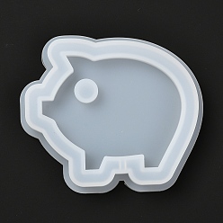 White DIY Pig Shaker/Quicksand Jewelry Silicone Molds, Resin Casting Molds, For UV Resin, Epoxy Resin Jewelry Making, White, 77x90x10mm, Inner Diameter: 80x68mm