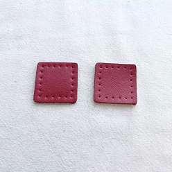 FireBrick Cattlehide Label Tags, Leather Patches, with Holes, for DIY Jeans, Bags, Shoes, Hat Accessories, Square, FireBrick, 28~30x28~30x2mm, 2pcs/set
