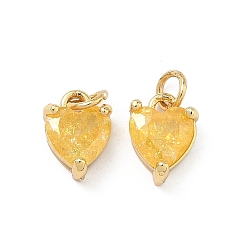 Золотистый Кулон из циркония, сердце прелести, без свинца и без кадмия, стойки покрытие, долговечный, реальный 18 k позолоченный, золотые, 9x6x4 мм, Перейти кольцо: 4x0.8 мм, 2.5 мм внутренним диаметром