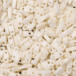 (QTL2021) Matte Opaque Cream Cuentas de tila de cuarto de miyuki, granos de la semilla japonés, 2 agujero, (qtl2021) crema opaca mate, 5x1.2x1.9 mm, agujero: 0.8 mm, Sobre 2400 unidades / 50 g